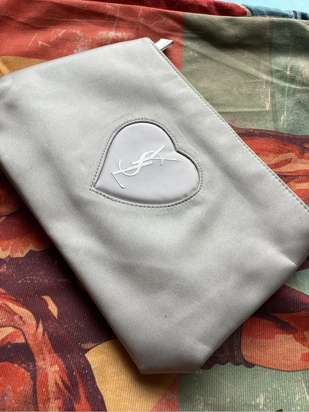 Yves Saint Laurent Silver heart pouch